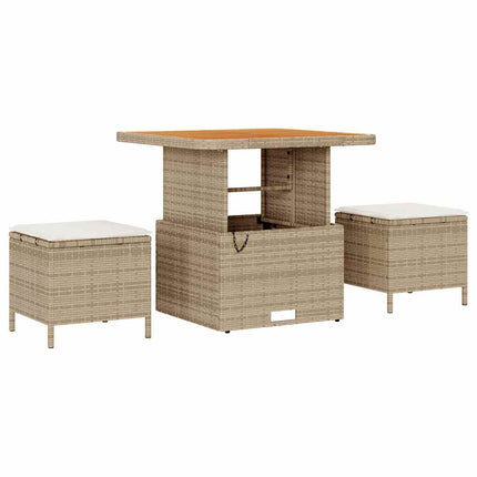 Trädgårdsoffset 9 st Beige Poly rattan