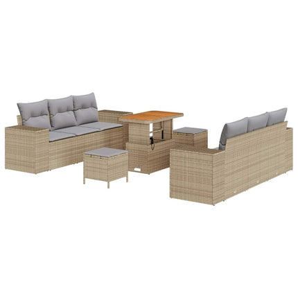Trädgårdsoffset med lagring 9 pcs Beige Poly rattan