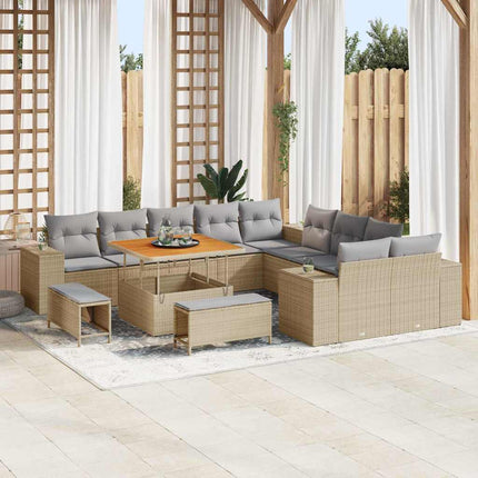 Trädgårdsoffset med kudde 13 pcs Beige konstrotting