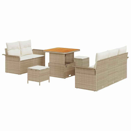 Trädgårdsoffset med kudde 8 pcs Beige konstrotting