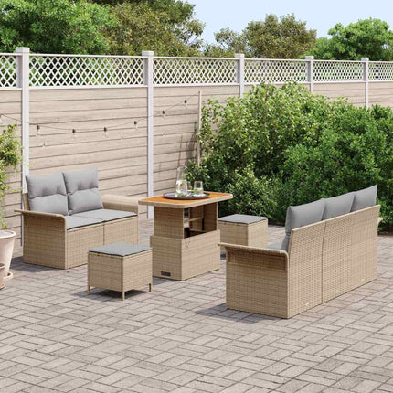 Trädgårdsoffset med kudde 8 pcs Beige konstrotting