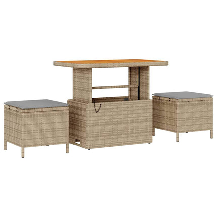 Trädgårdsoffset med kudde 10 pcs Beige konstrotting