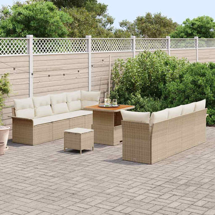 Trädgårdsoffset med kudde 11 pcs Beige konstrotting
