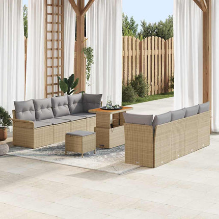 Trädgårdsoffset med kudde 11 pcs Beige konstrotting