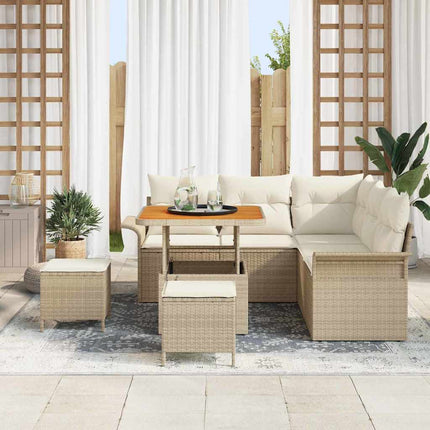 Trädgårdsoffset med kudde 8 pcs Beige konstrotting