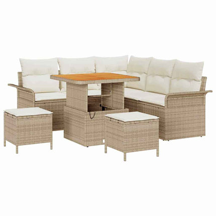 Trädgårdsoffset med kudde 8 pcs Beige konstrotting