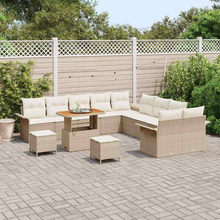 Trädgårdsoffset med kudde 13 pcs Beige konstrotting