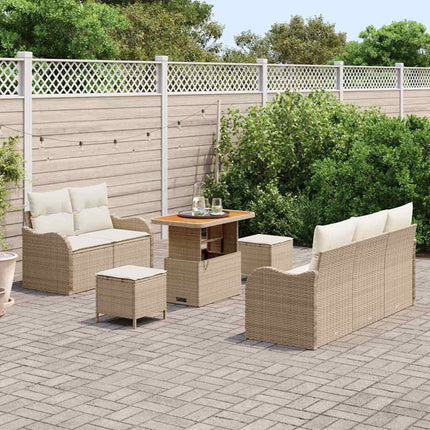 Trädgårdsoffset med kudde 8 pcs Beige konstrotting