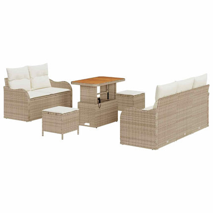 Trädgårdsoffset med kudde 8 pcs Beige konstrotting