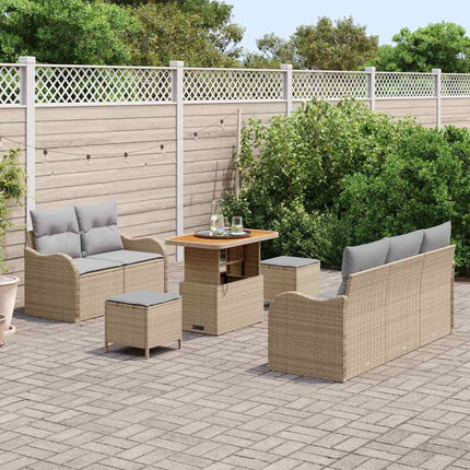 Trädgårdsoffset med kudde 8 pcs Beige konstrotting