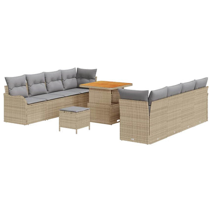 Trädgårdsoffset med kudde 11 pcs Beige konstrotting