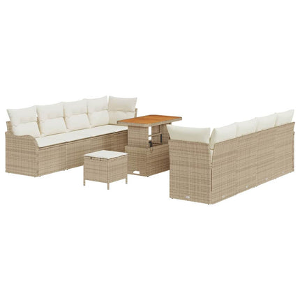 Trädgårdsoffset med kudde 11 pcs Beige konstrotting