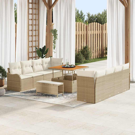 Trädgårdsoffset med kudde 11 pcs Beige konstrotting