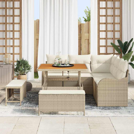Trädgårdsoffset med kudde 8 pcs Beige konstrotting