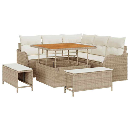 Trädgårdsoffset med kudde 8 pcs Beige konstrotting