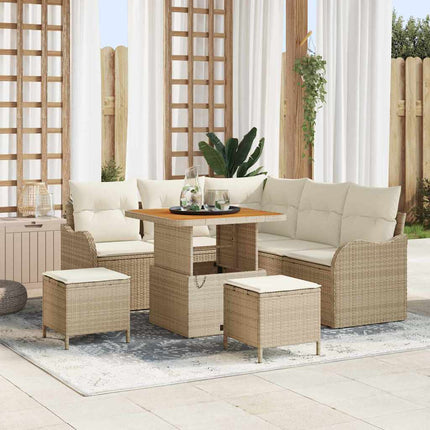 Trädgårdsoffset med kudde 8 pcs Beige konstrotting