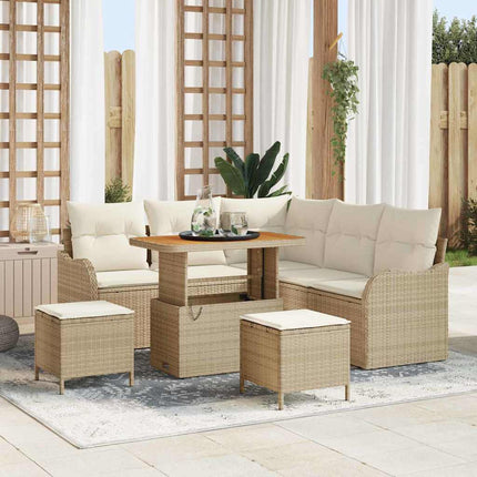 Trädgårdsoffset med kudde 8 pcs Beige konstrotting