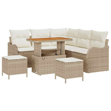 Trädgårdsoffset med kudde 8 pcs Beige konstrotting