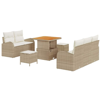 Trädgårdsoffset med kudde 8 pcs Beige konstrotting