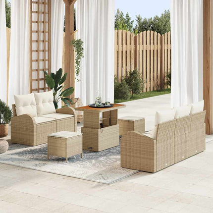 Trädgårdsoffset med kudde 8 pcs Beige konstrotting