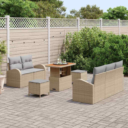 Trädgårdsoffset med kudde 8 pcs Beige konstrotting