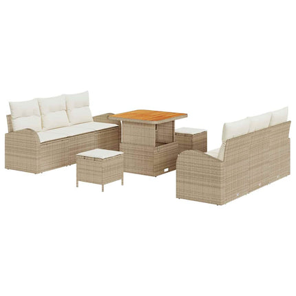 Trädgårdsoffset med kudde 9 pcs Beige konstrotting