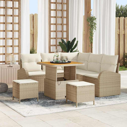 Trädgårdsoffset med kudde 8 pcs Beige konstrotting