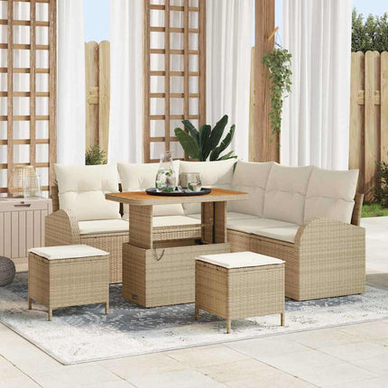Trädgårdsoffset med kudde 8 pcs Beige konstrotting