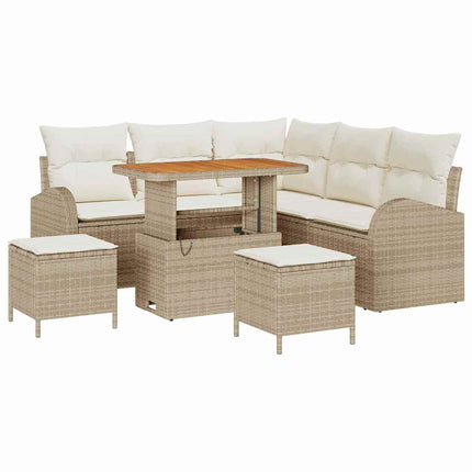 Trädgårdsoffset med kudde 8 pcs Beige konstrotting