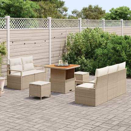 Trädgårdsoffset med kudde 8 pcs Beige konstrotting
