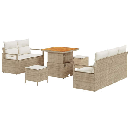 Trädgårdsoffset med kudde 8 pcs Beige konstrotting