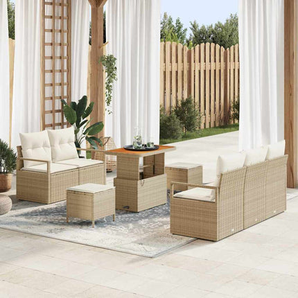 Trädgårdsoffset med kudde 8 pcs Beige konstrotting