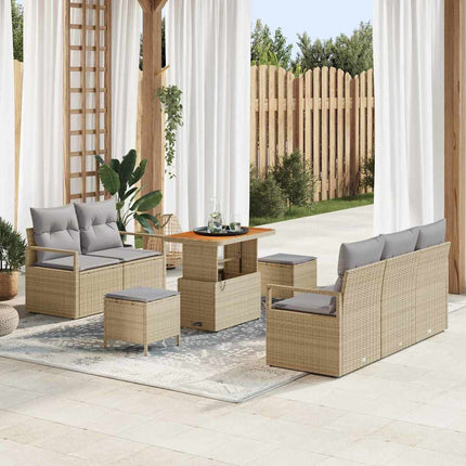 Trädgårdsoffset med kudde 8 pcs Beige konstrotting