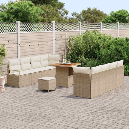 Trädgårdsoffset med kudde 11 pcs Beige konstrotting