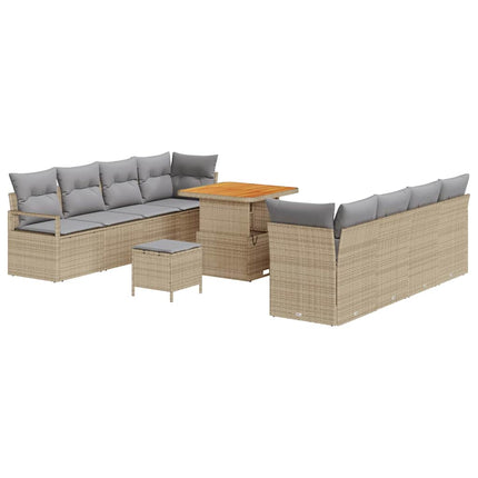 Trädgårdsoffset med kudde 11 pcs Beige konstrotting
