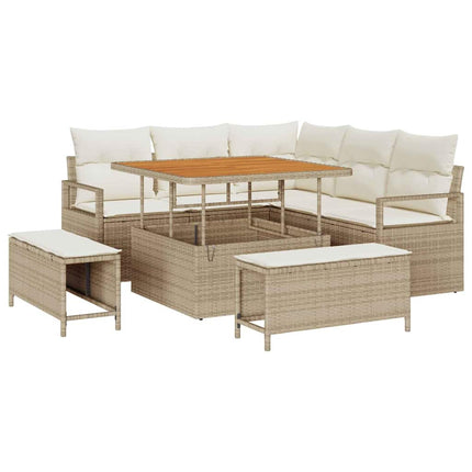 Trädgårdsoffset med kudde 8 pcs Beige konstrotting