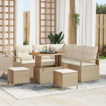 Trädgårdsoffset med kudde 8 pcs Beige konstrotting