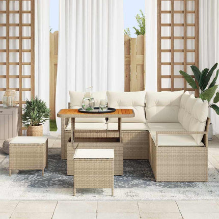 Trädgårdsoffset med kudde 8 pcs Beige konstrotting