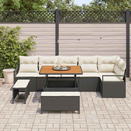 Trädgårdsoffset 9 st Svart Poly rattan