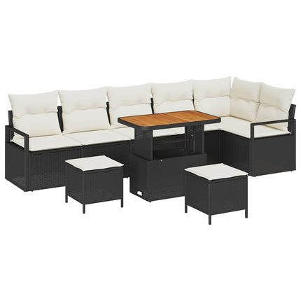 Trädgårdsoffset 9 st Svart Poly rattan