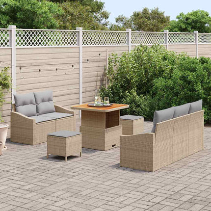 Trädgårdsoffset med kudde 8 pcs Beige konstrotting