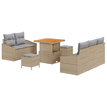 Trädgårdsoffset med kudde 8 pcs Beige konstrotting
