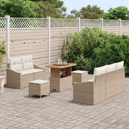 Trädgårdsoffset med kudde 8 pcs Beige konstrotting