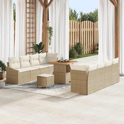 Trädgårdsoffset med kudde 11 pcs Beige konstrotting