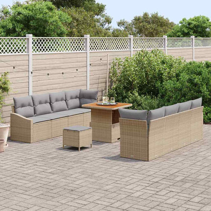 Trädgårdsoffset med kudde 11 pcs Beige konstrotting