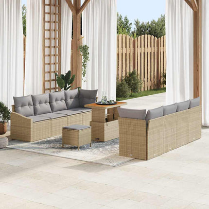 Trädgårdsoffset med kudde 11 pcs Beige konstrotting
