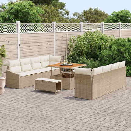 Trädgårdsoffset med kudde 11 pcs Beige konstrotting