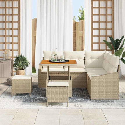 Trädgårdsoffset med kudde 8 pcs Beige konstrotting