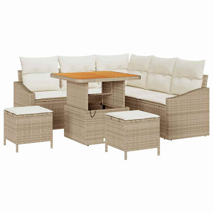 Trädgårdsoffset med kudde 8 pcs Beige konstrotting