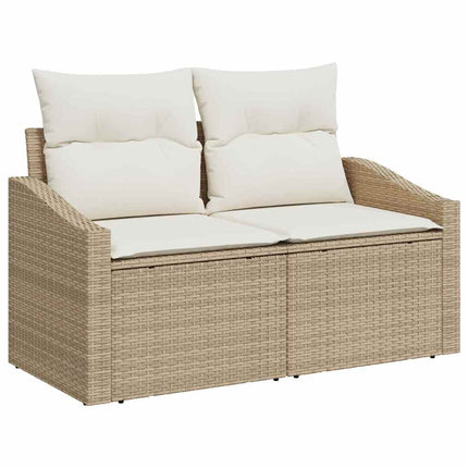 Trädgårdsoffset med kudde 13 pcs Beige konstrotting